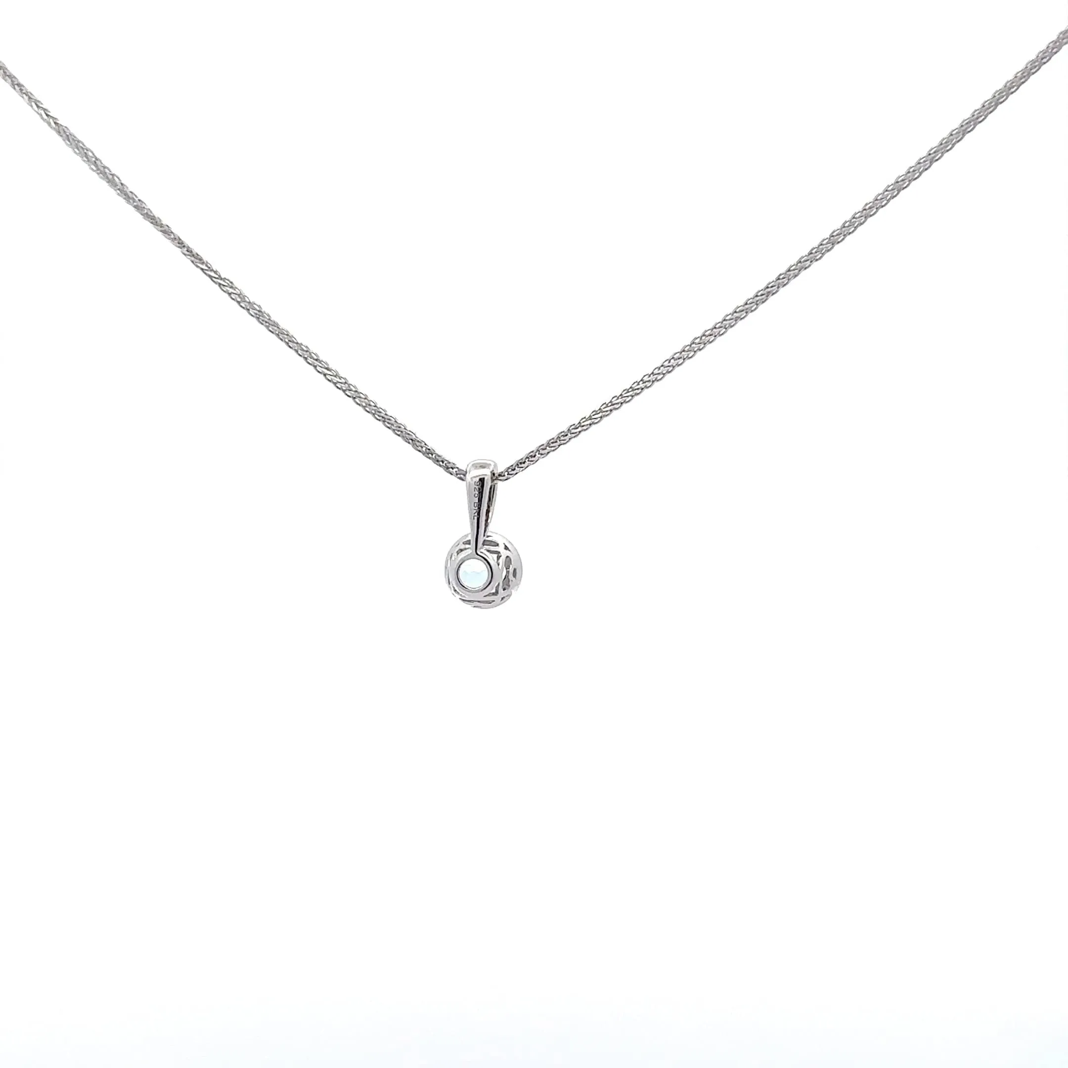 Baikalla 14K White Gold Round Aquamarine AAA Pendant Necklace