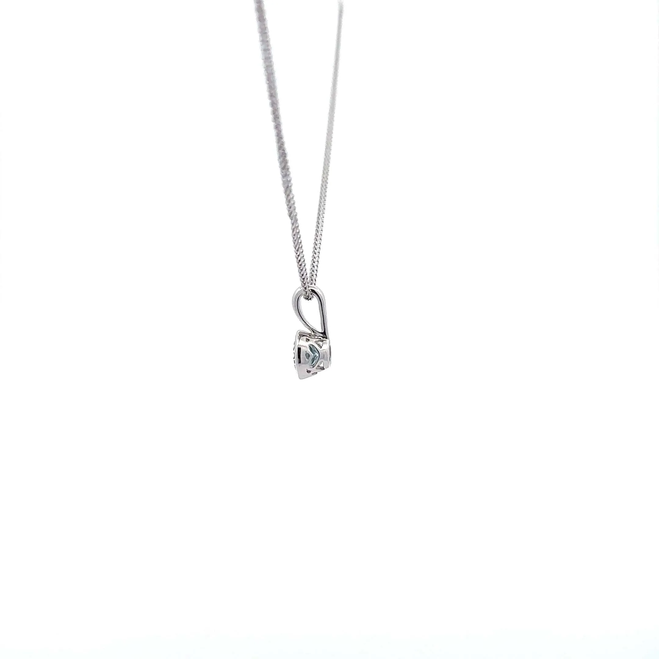 Baikalla 14K White Gold Round Aquamarine AAA Pendant Necklace