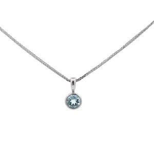 Baikalla 14K White Gold Round Aquamarine AAA Pendant Necklace
