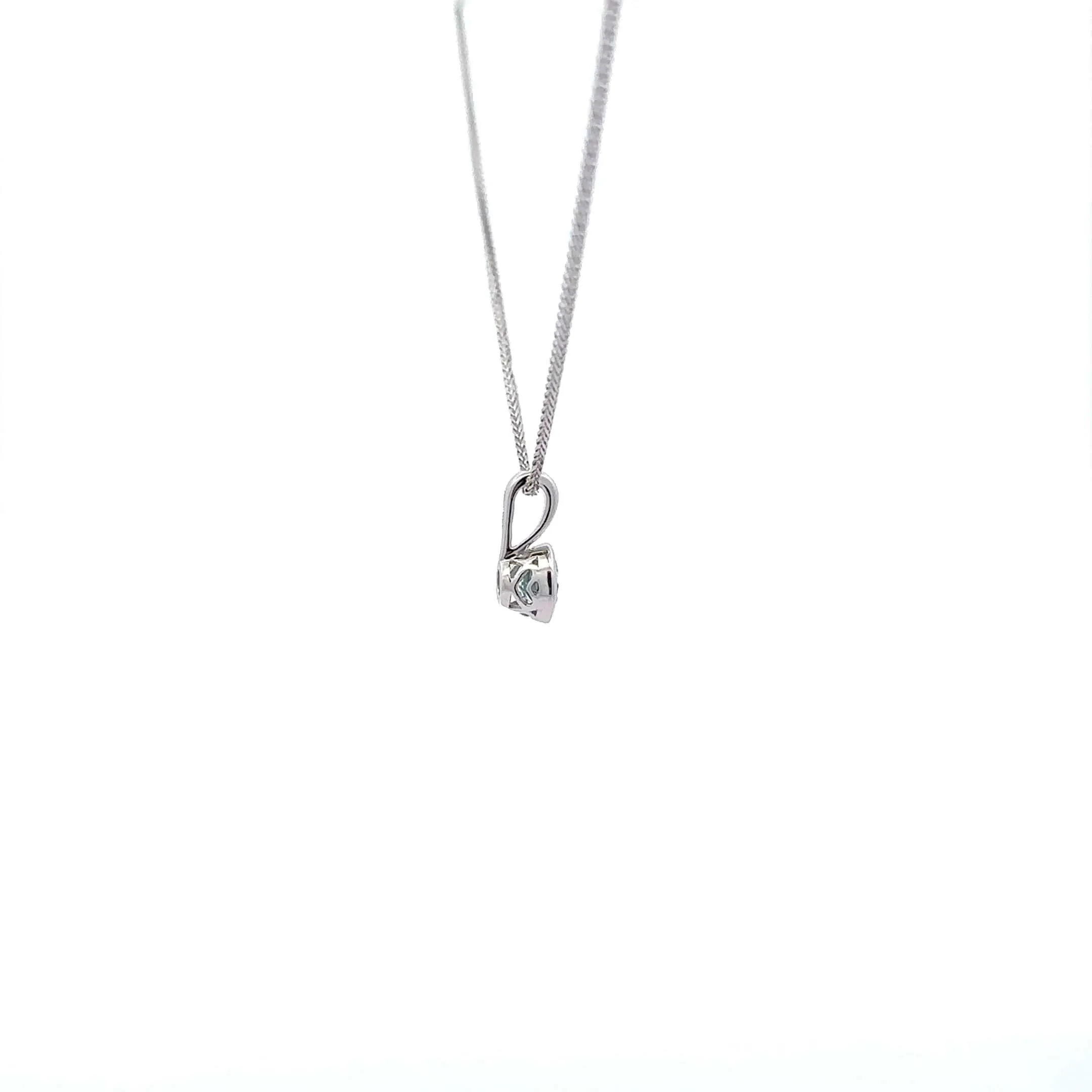 Baikalla 14K White Gold Round Aquamarine AAA Pendant Necklace