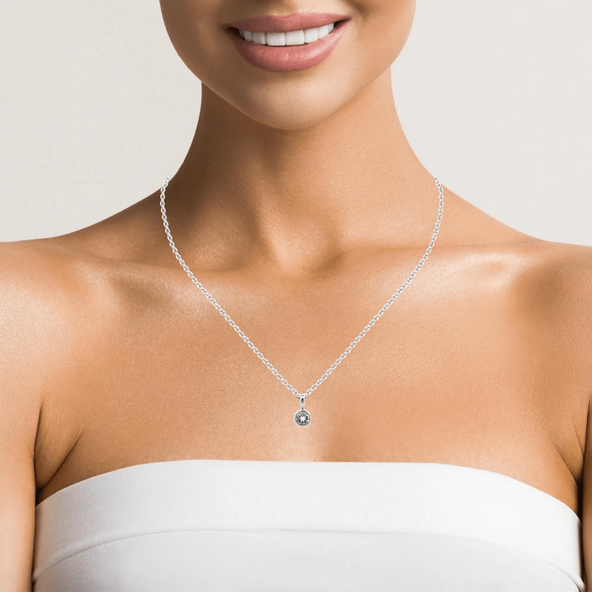 Baikalla 14K White Gold Round Aquamarine AAA Pendant Necklace
