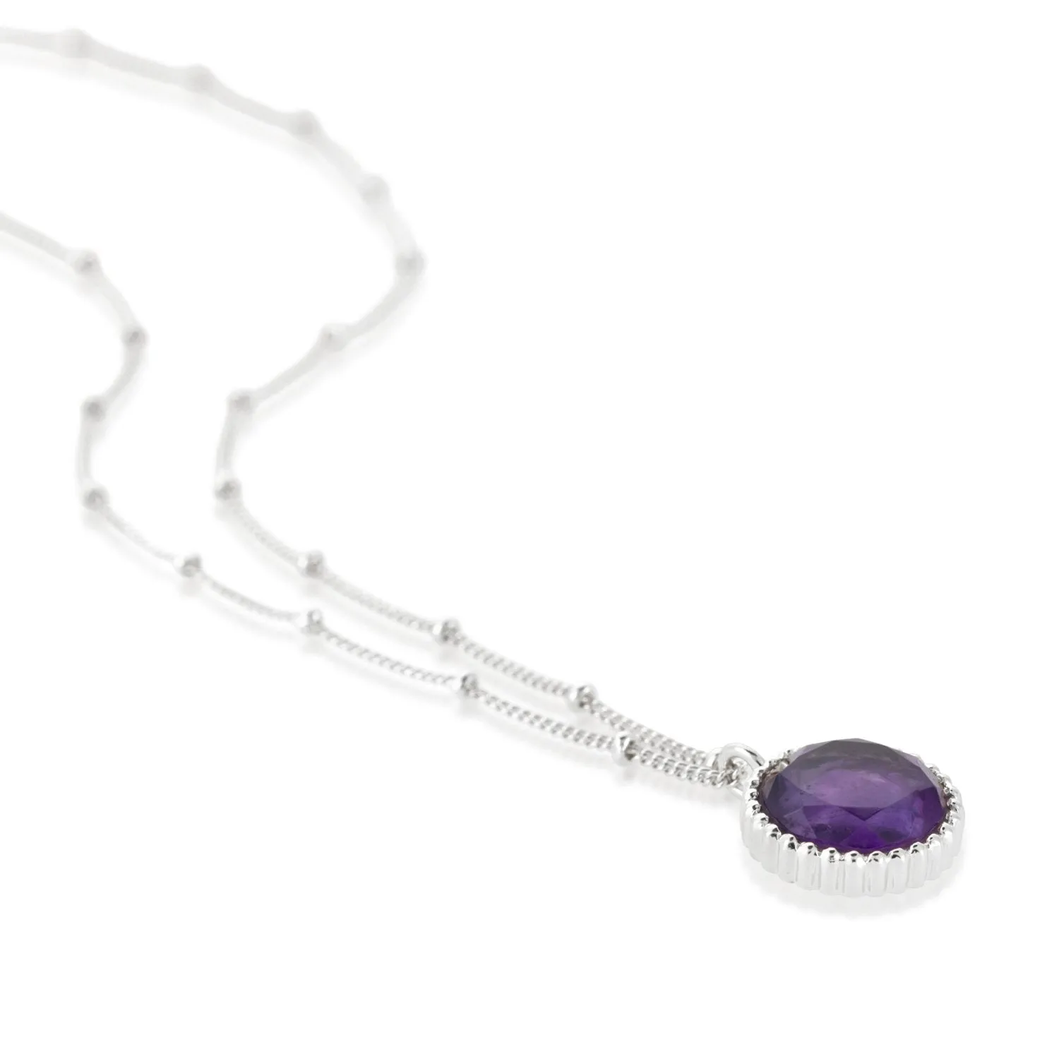 Barcelona Silver February Amethyst Birthstone Necklace
