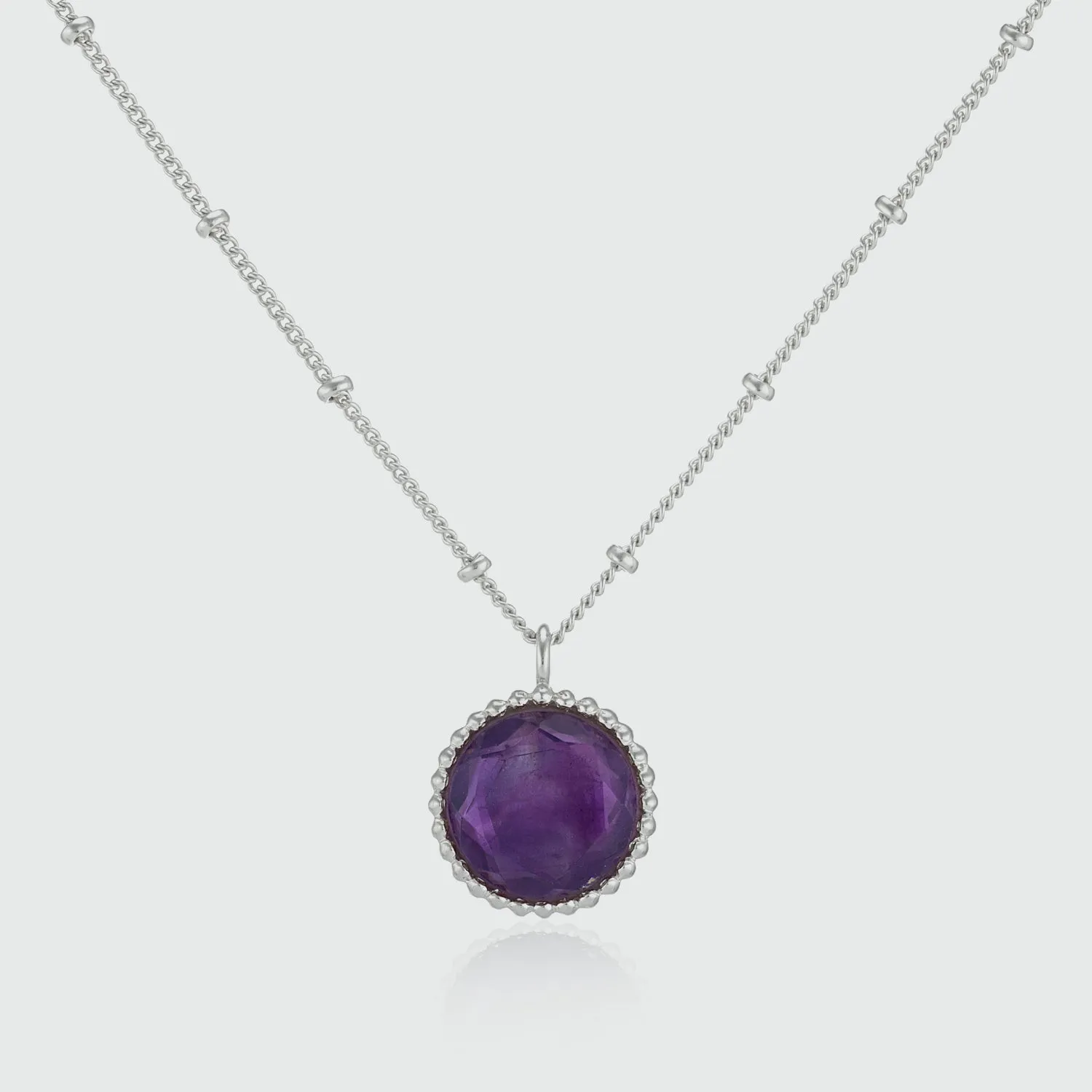 Barcelona Silver February Amethyst Birthstone Necklace