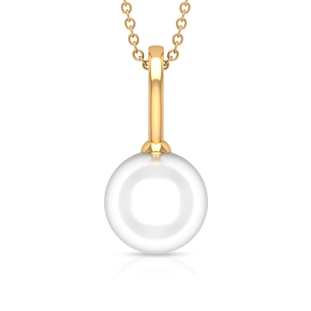 Bead Set Round Freshwater Pearl Solitaire Pendant