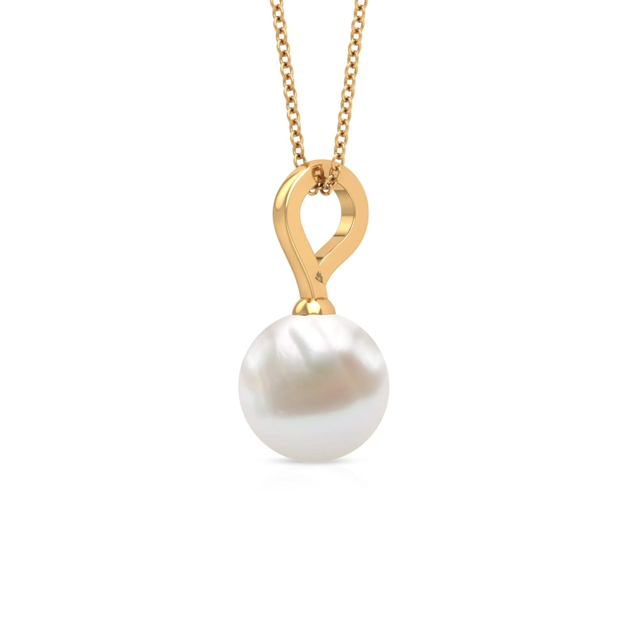 Bead Set Round Freshwater Pearl Solitaire Pendant