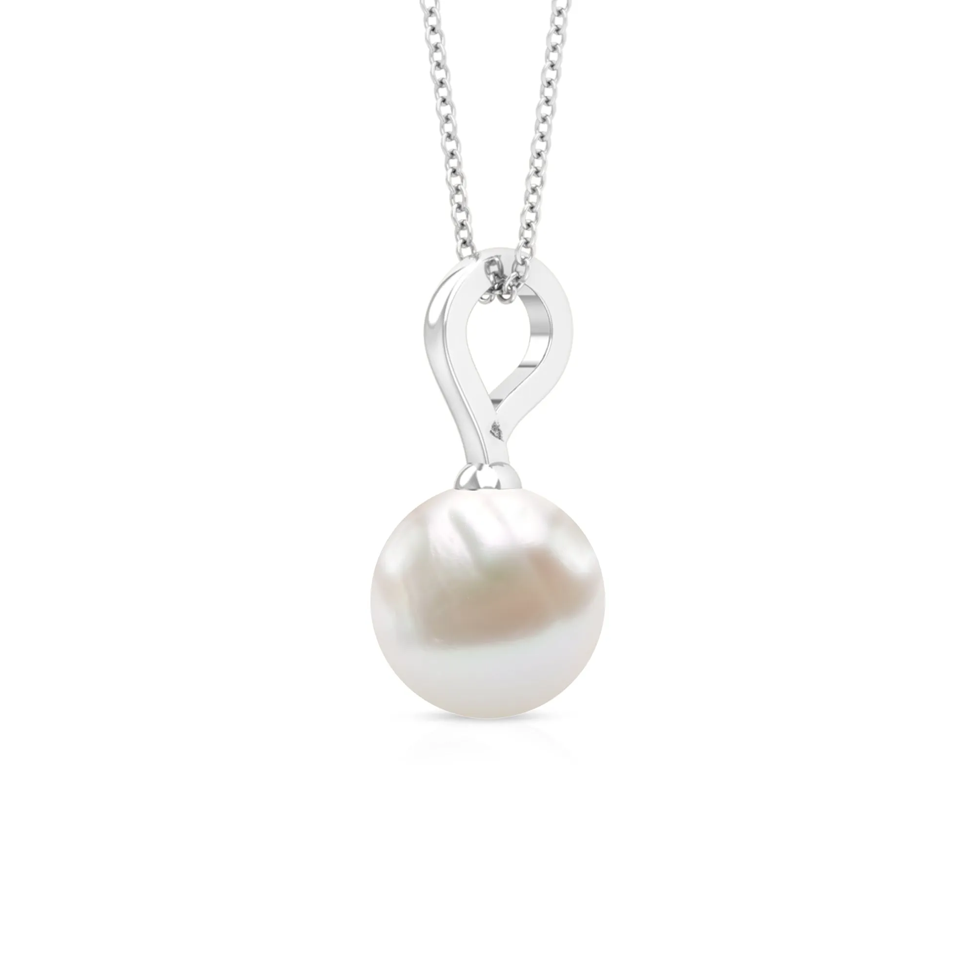 Bead Set Round Freshwater Pearl Solitaire Pendant