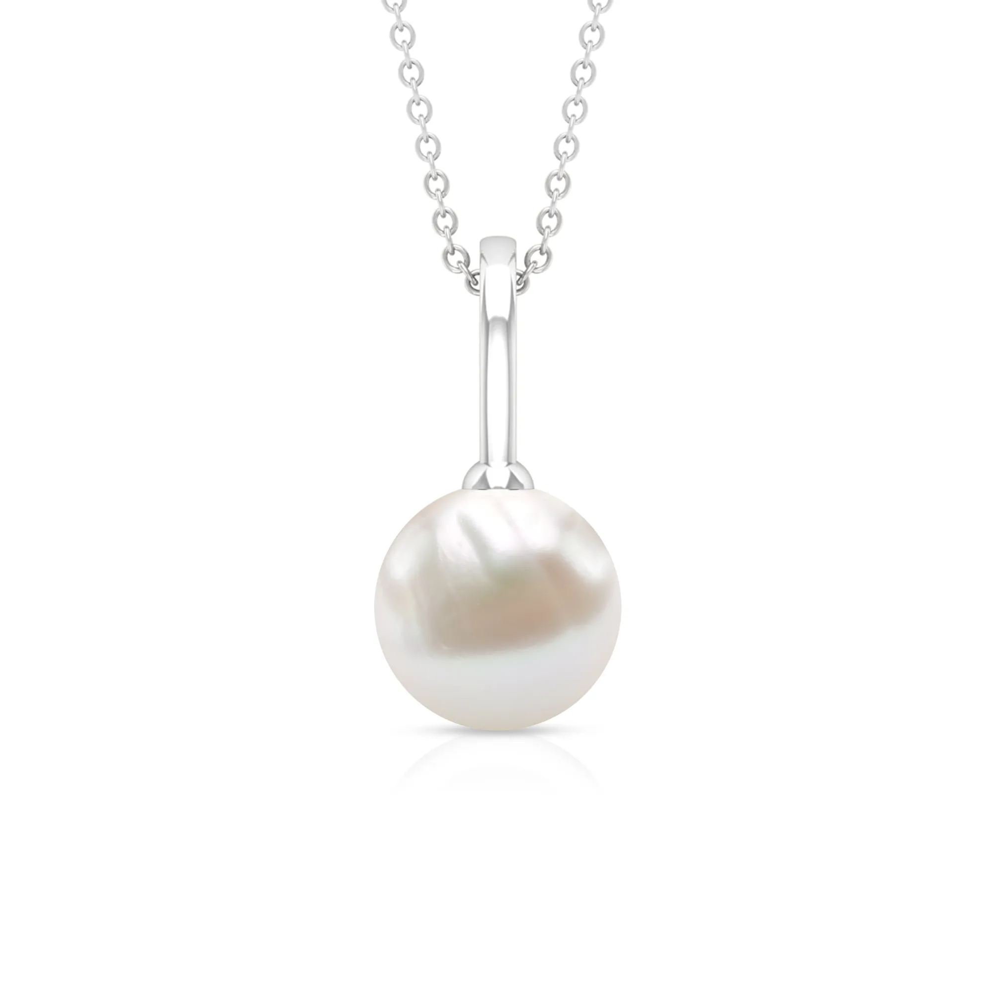 Bead Set Round Freshwater Pearl Solitaire Pendant