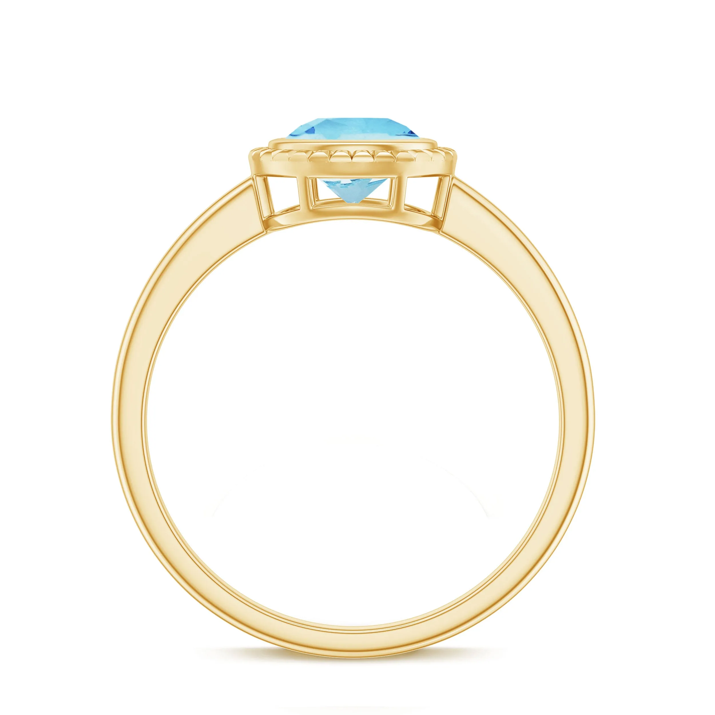 Bezel Set Round Aquamarine Solitaire Promise Ring