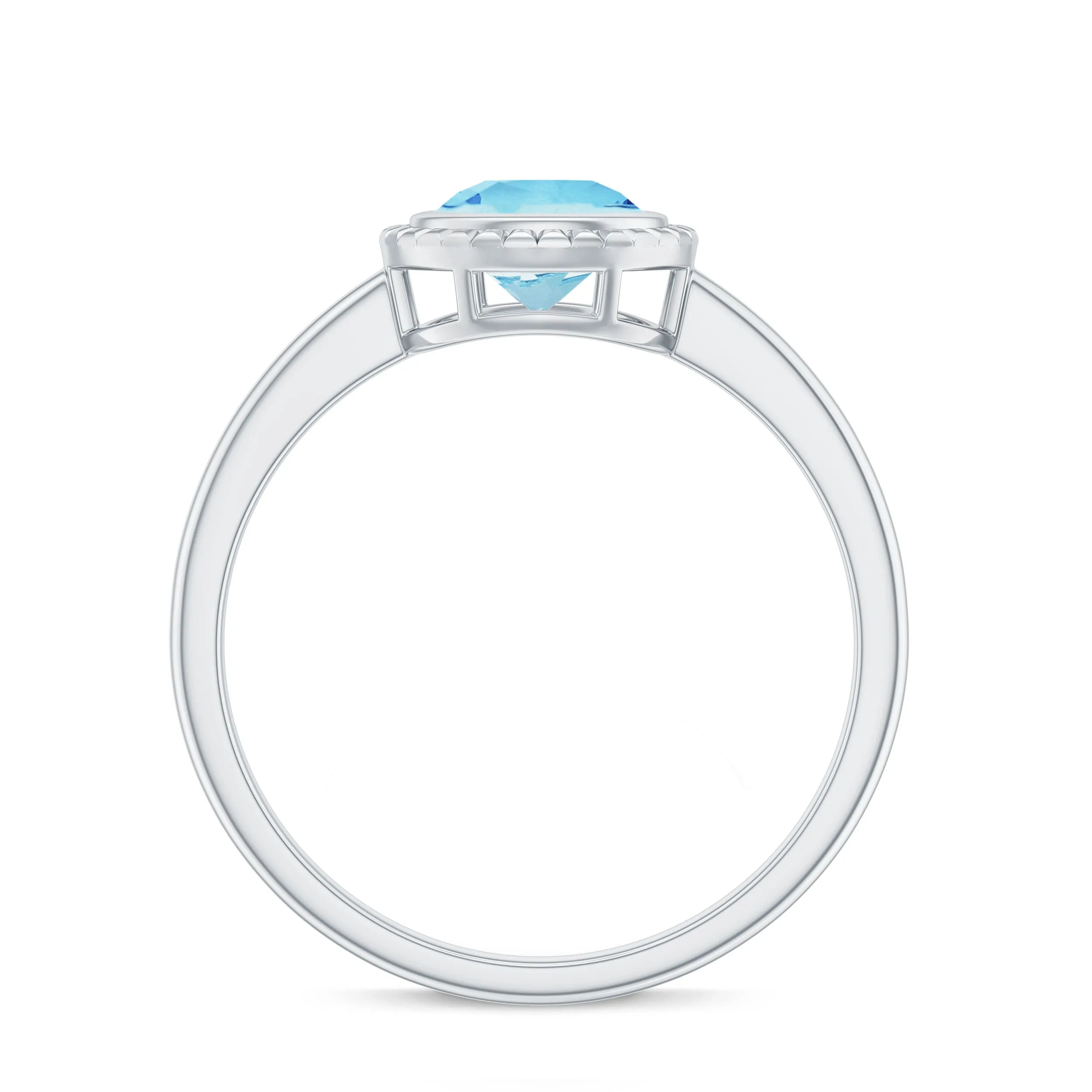 Bezel Set Round Aquamarine Solitaire Promise Ring