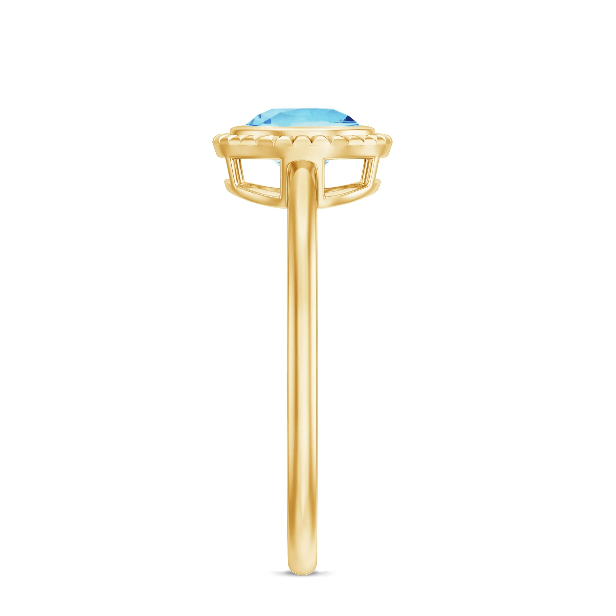 Bezel Set Round Aquamarine Solitaire Promise Ring