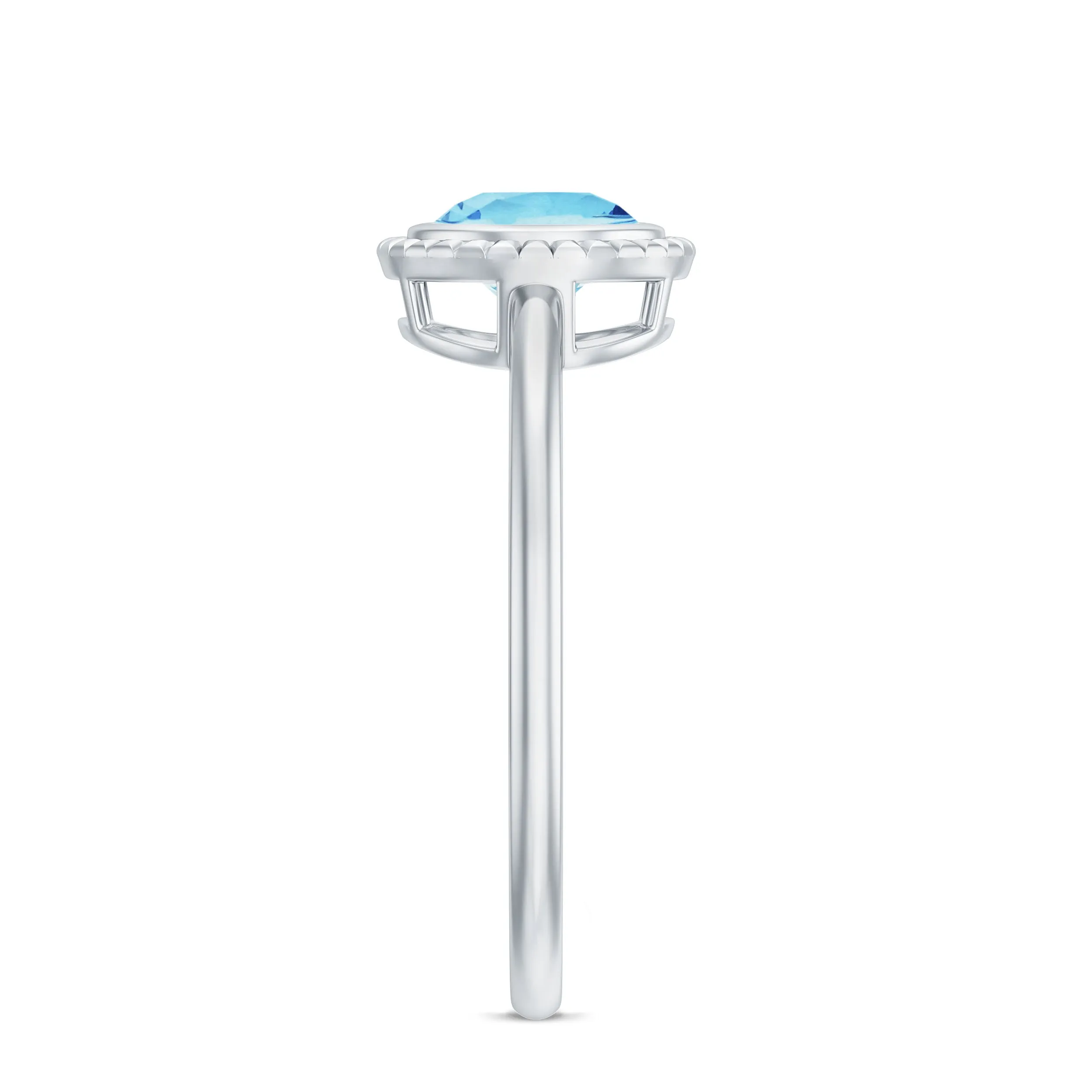 Bezel Set Round Aquamarine Solitaire Promise Ring