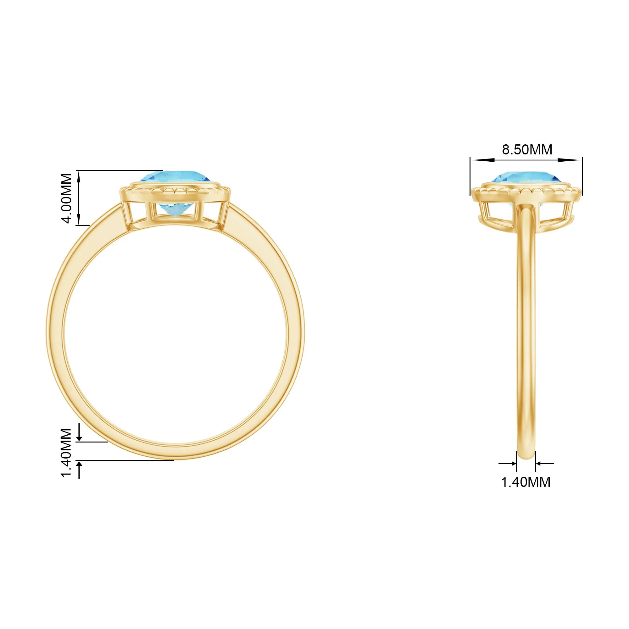 Bezel Set Round Aquamarine Solitaire Promise Ring