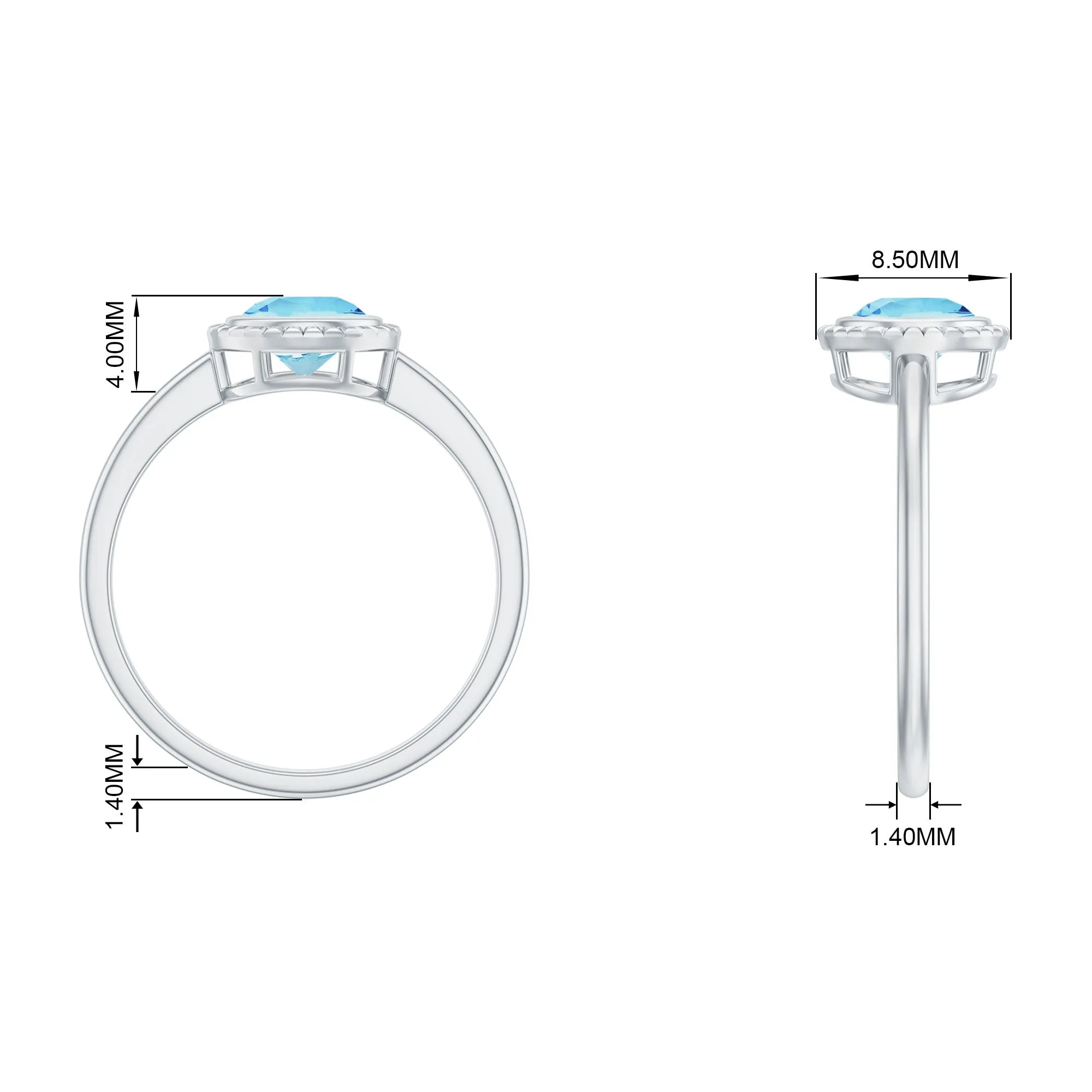 Bezel Set Round Aquamarine Solitaire Promise Ring