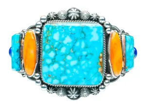 Birdseye Kingman Turquoise, Spiny Oyster Shell & Lapis Bracelet | Aaron Toadlena