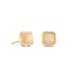 Birthstone June Earrings Cream Jade Gold