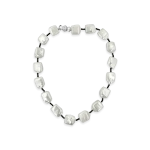 Block Pearl & Jet Bead Necklace