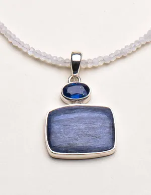 Blue Kyanite and Moonstone Bead Necklace - One of a Kind