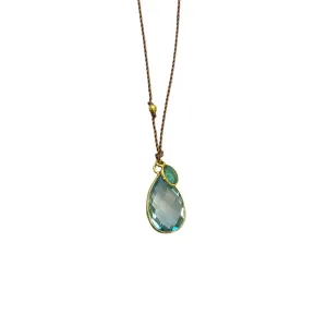 Blue Topaz & Emerald Necklace