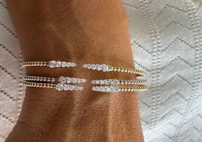 Bracelet 18kt Yellow-White Gold & Diamonds Open Cuff