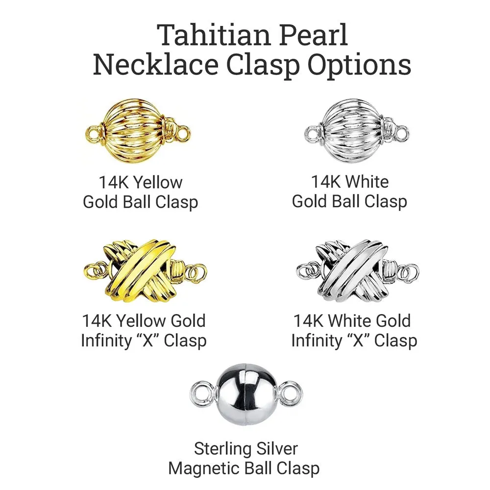 Bright Silver Tahitian True Round Pearl Necklace, 8.0-10.0mm - AAAA Quality