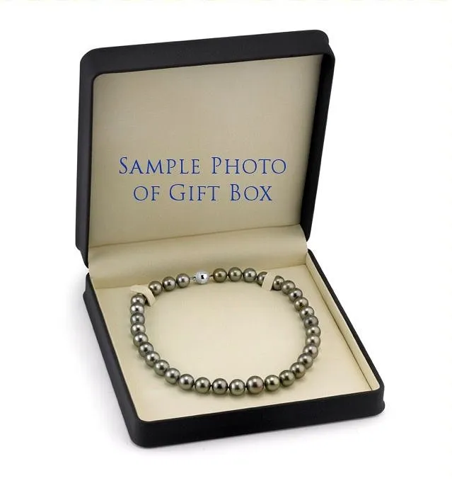 Bright Silver Tahitian True Round Pearl Necklace, 8.0-10.0mm - AAAA Quality