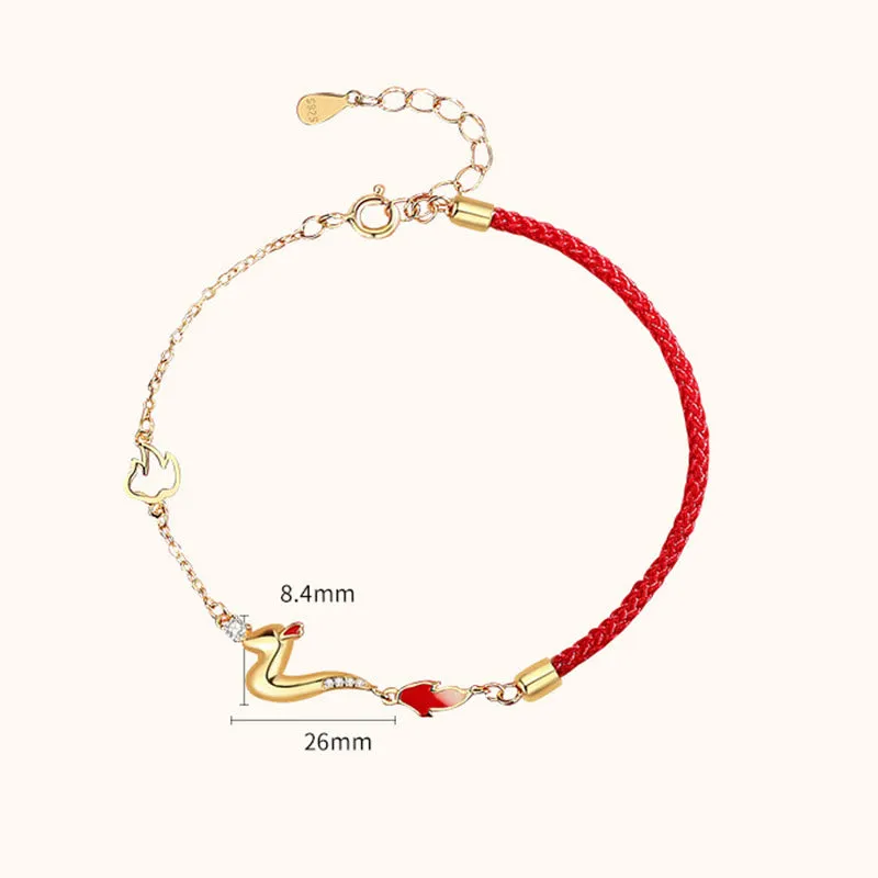 Buddha Stones 925 Sterling Silver Luck Year of the Dragon Red String Chain Bracelet (Extra 30% Off | USE CODE: FS30)