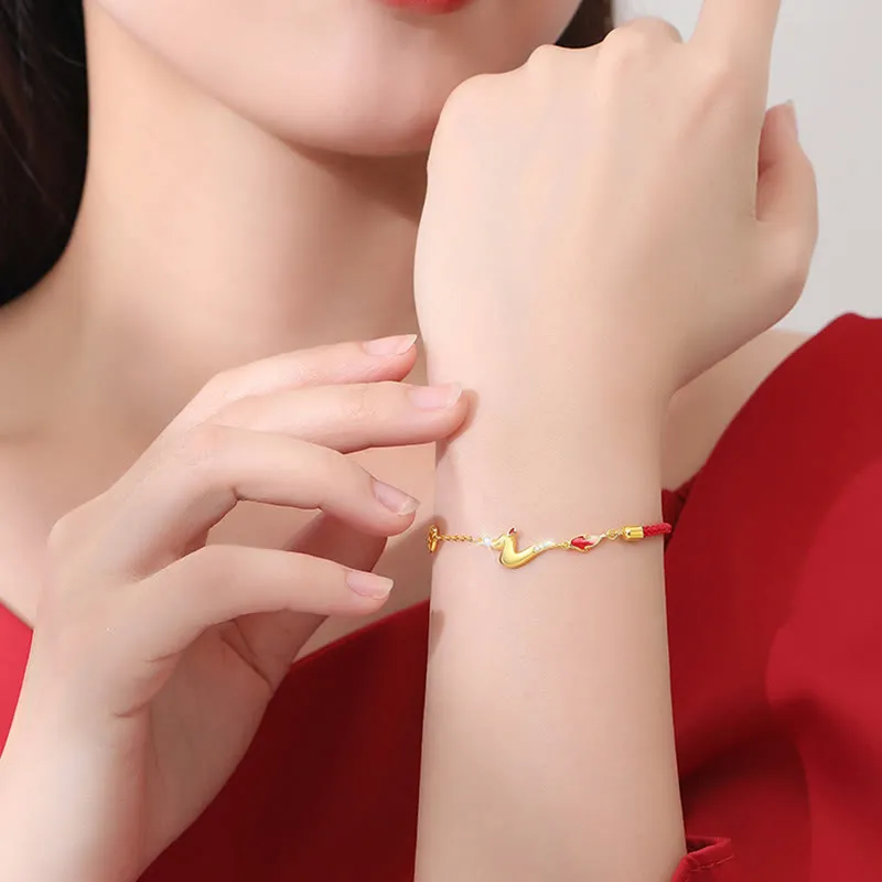 Buddha Stones 925 Sterling Silver Luck Year of the Dragon Red String Chain Bracelet