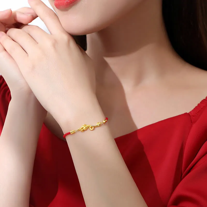 Buddha Stones 925 Sterling Silver Luck Year of the Dragon Red String Chain Bracelet