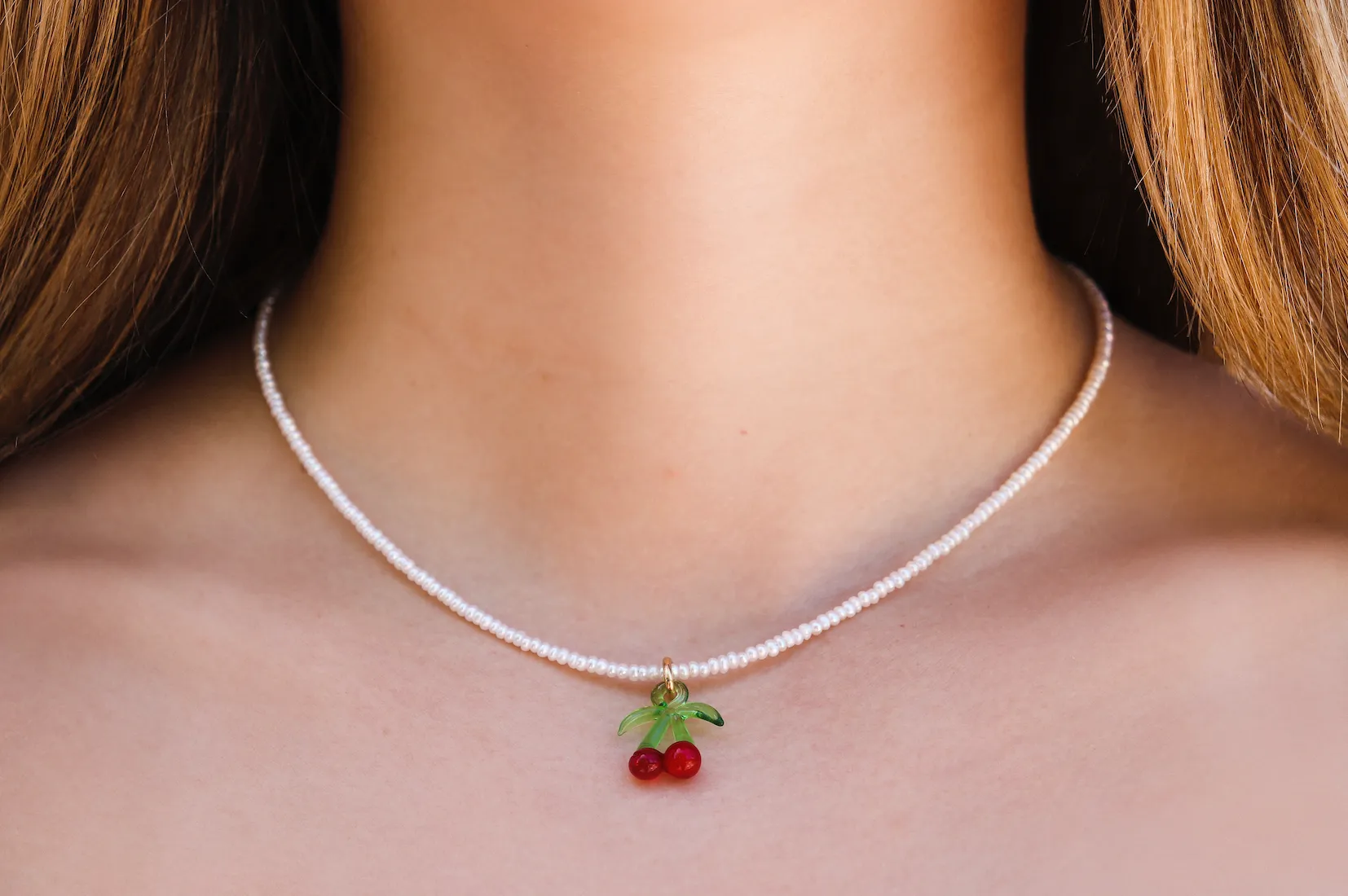Camp cherry pearl necklace
