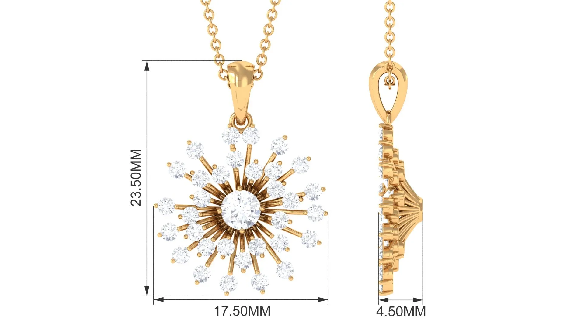 Certified Moissanite Sunburst Pendant in Prong Setting