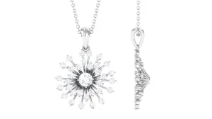 Certified Moissanite Sunburst Pendant in Prong Setting