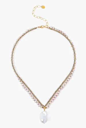 Chan Luu White Pearl Mix Baroque Pendant Necklace