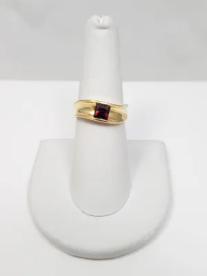 Chic 14k Yellow Gold Natural Garnet Custom Ring
