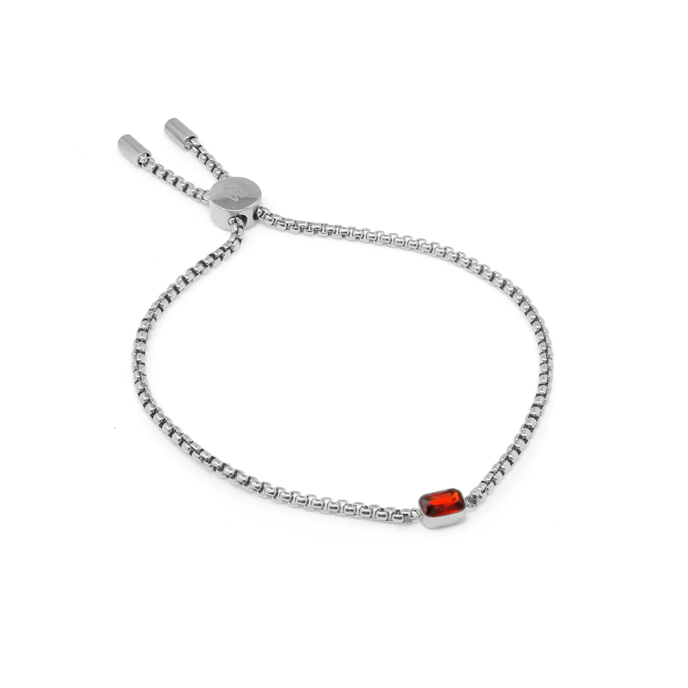 Children's July Ruby Birthstone Bracelet - Silver