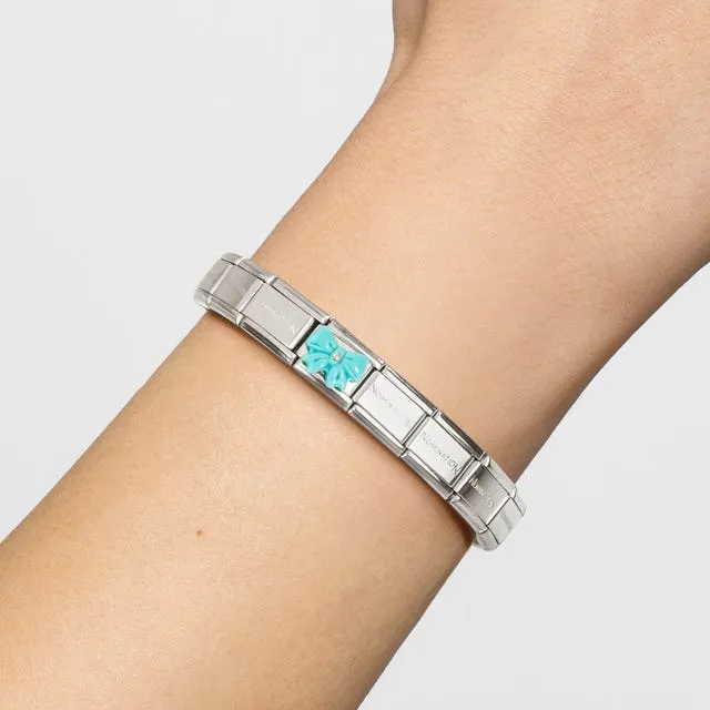 Composable Classic Turquoise Bow Link - Silver - 330509/19