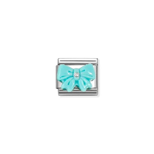 Composable Classic Turquoise Bow Link - Silver - 330509/19