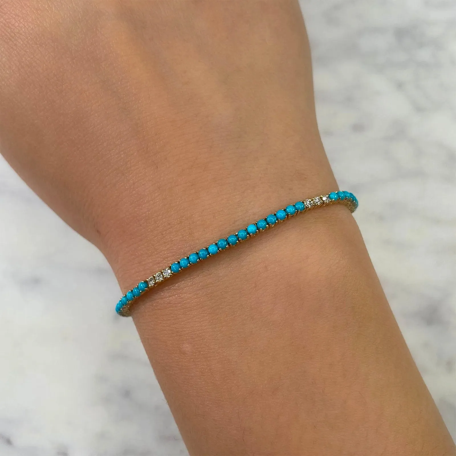 Composite Turquoise Bracelet with Diamonds