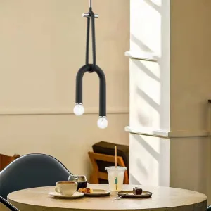 Creative 2 Bulb Chandeliers Adjustable Height Black Metal Dining Room Kitchen Lamp Bedside Lighting Fixtures Drop Shipping