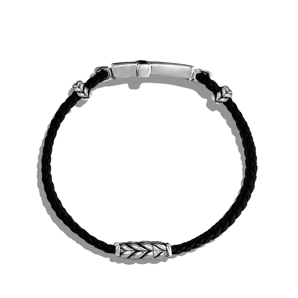 Cross Station Leather Bracelet with Black Onyx
