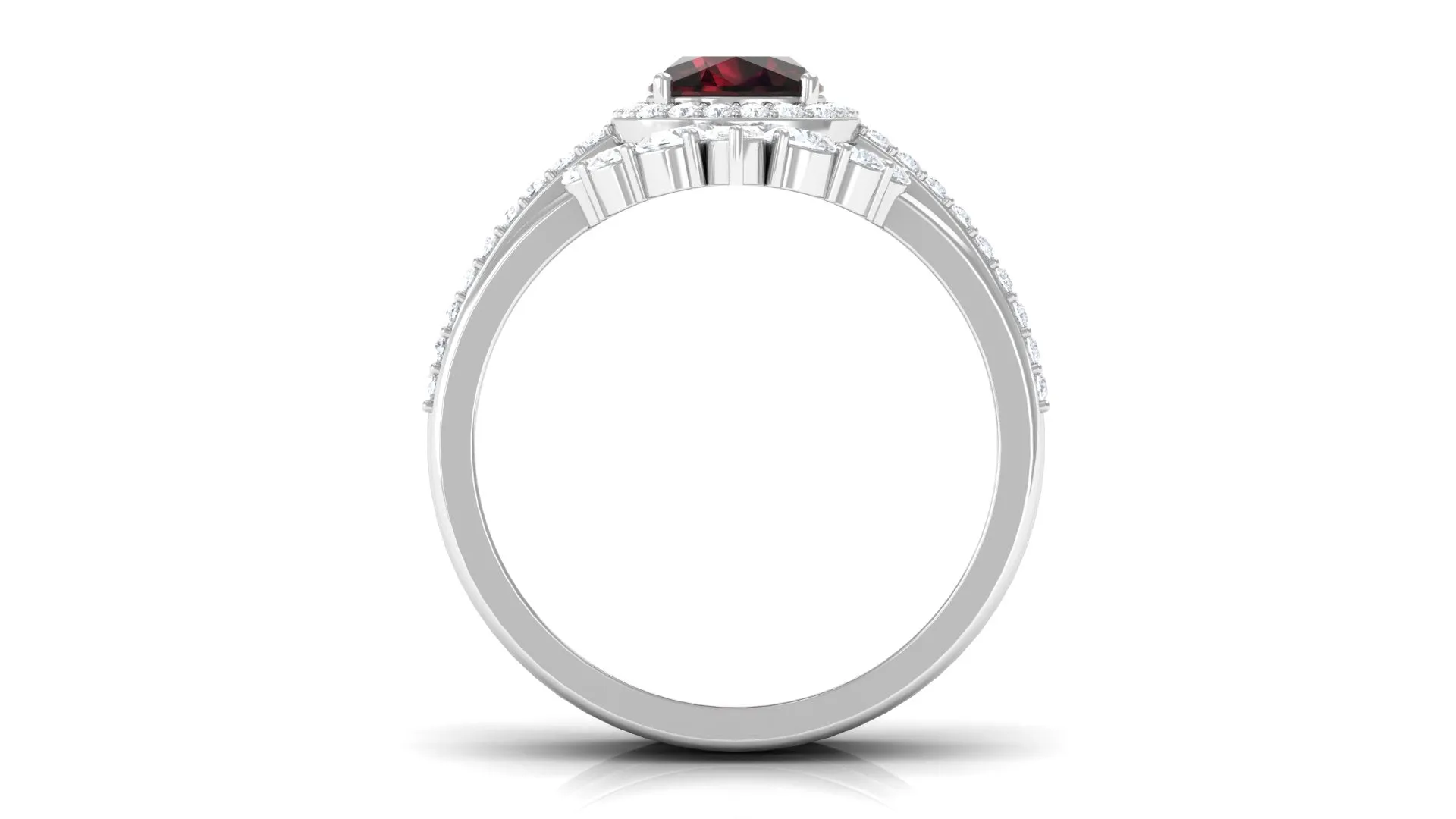 Cushion Cut Garnet Ring Set with Moissanite
