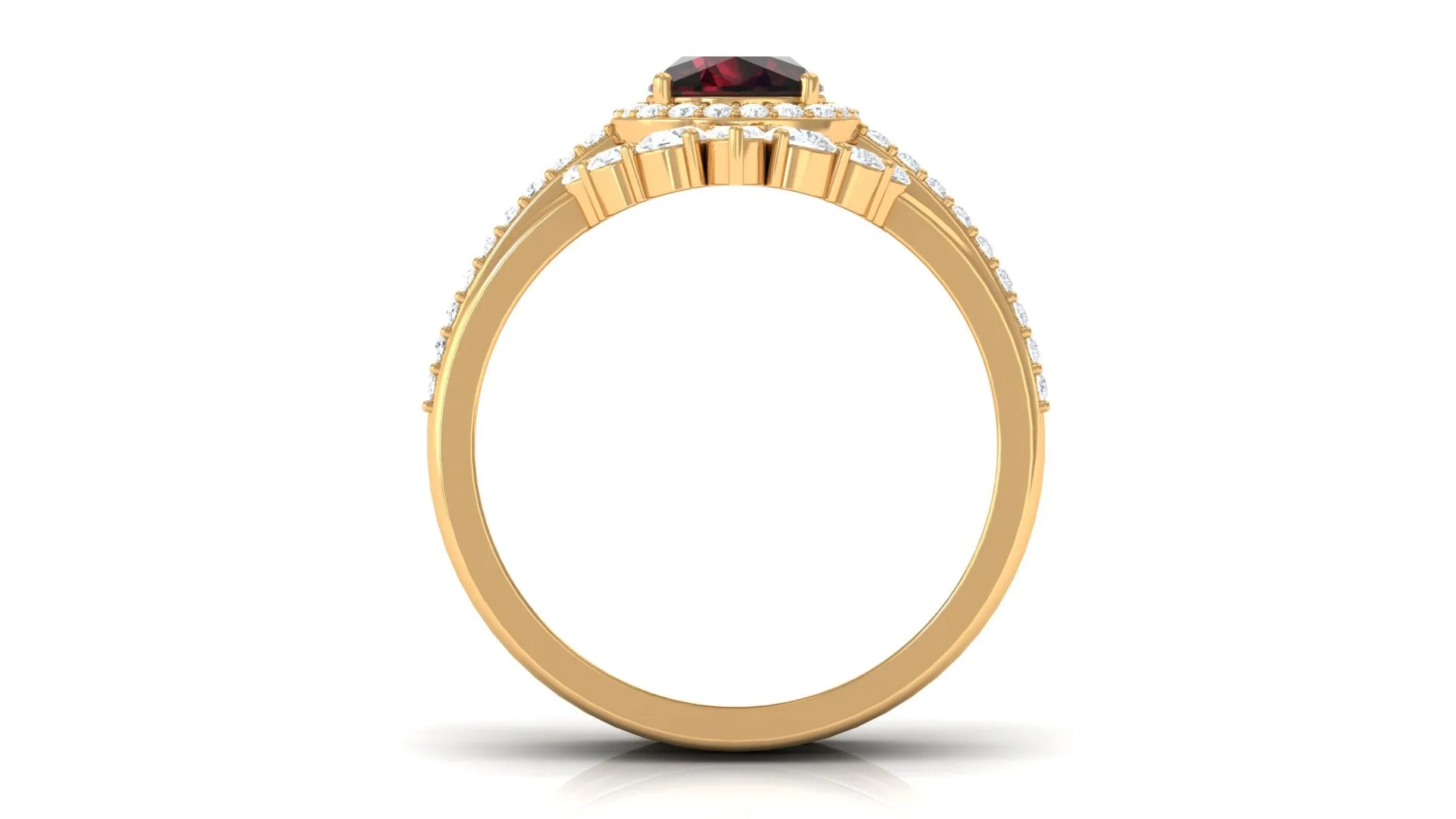 Cushion Cut Garnet Ring Set with Moissanite