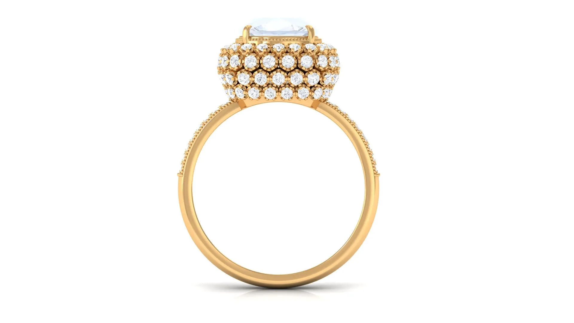 Cushion Cut Moonstone Statement Engagement Ring with Moissanite