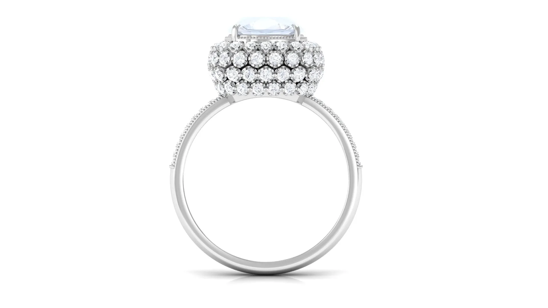 Cushion Cut Moonstone Statement Engagement Ring with Moissanite