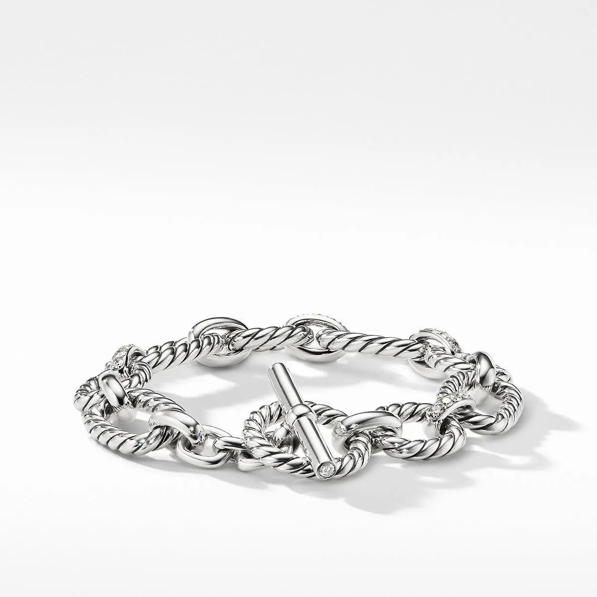 Cushion Link Bracelet with Diamonds