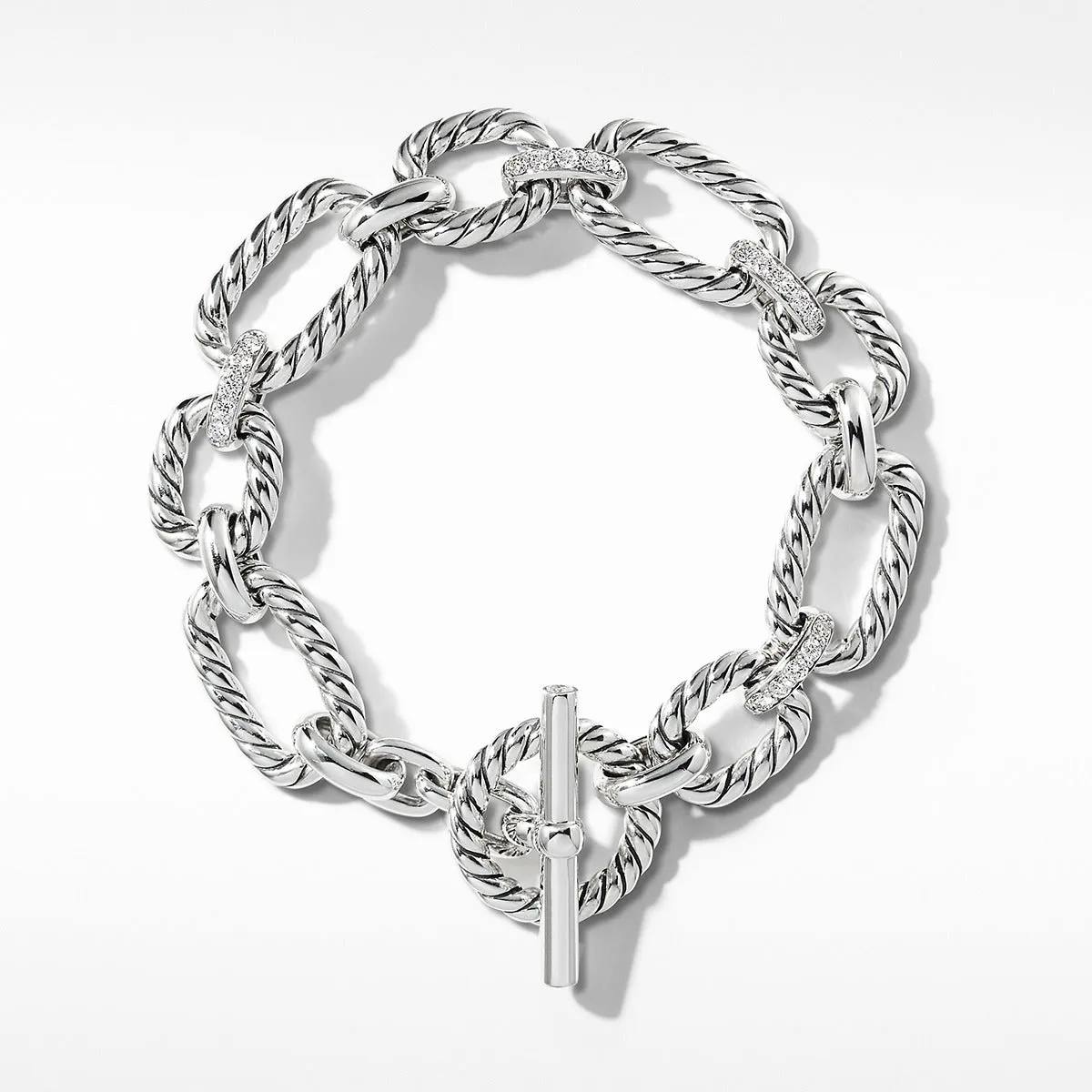 Cushion Link Bracelet with Diamonds