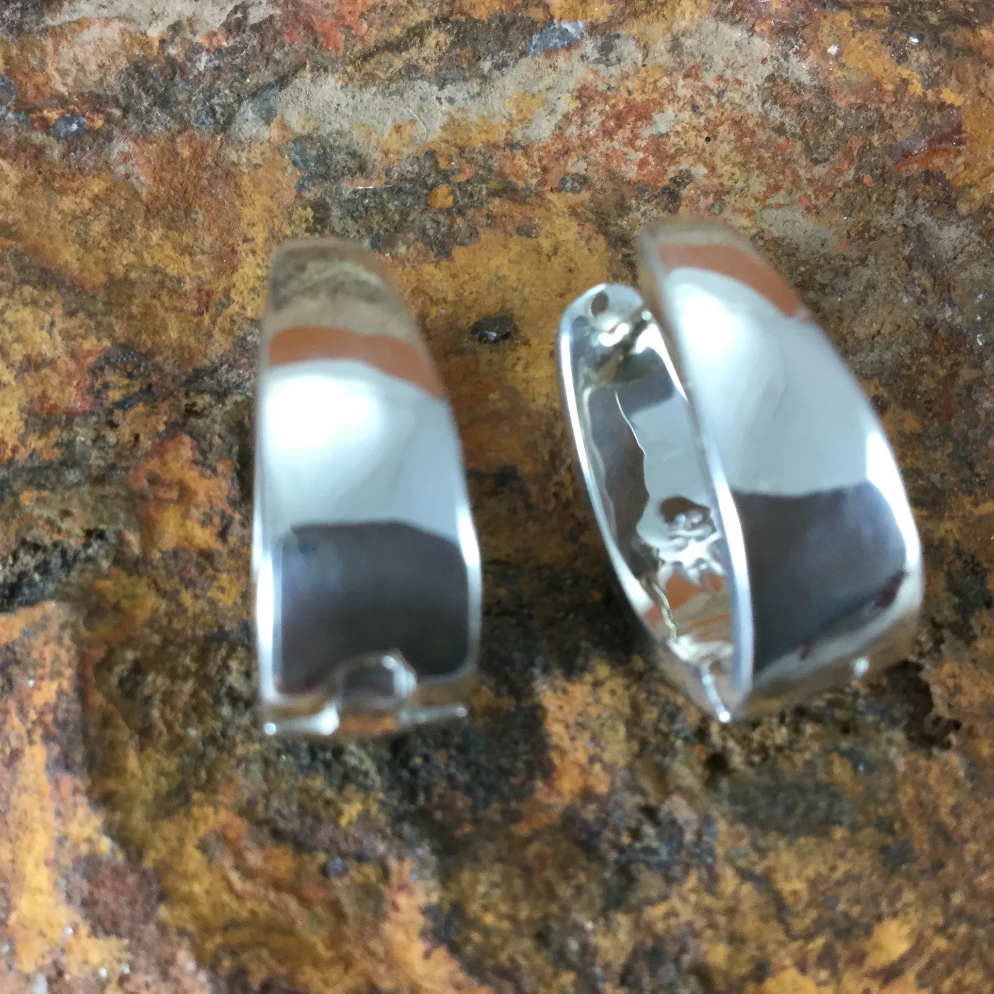 David Rosales Turquoise Creek Inlaid Sterling Silver Earrings Huggie