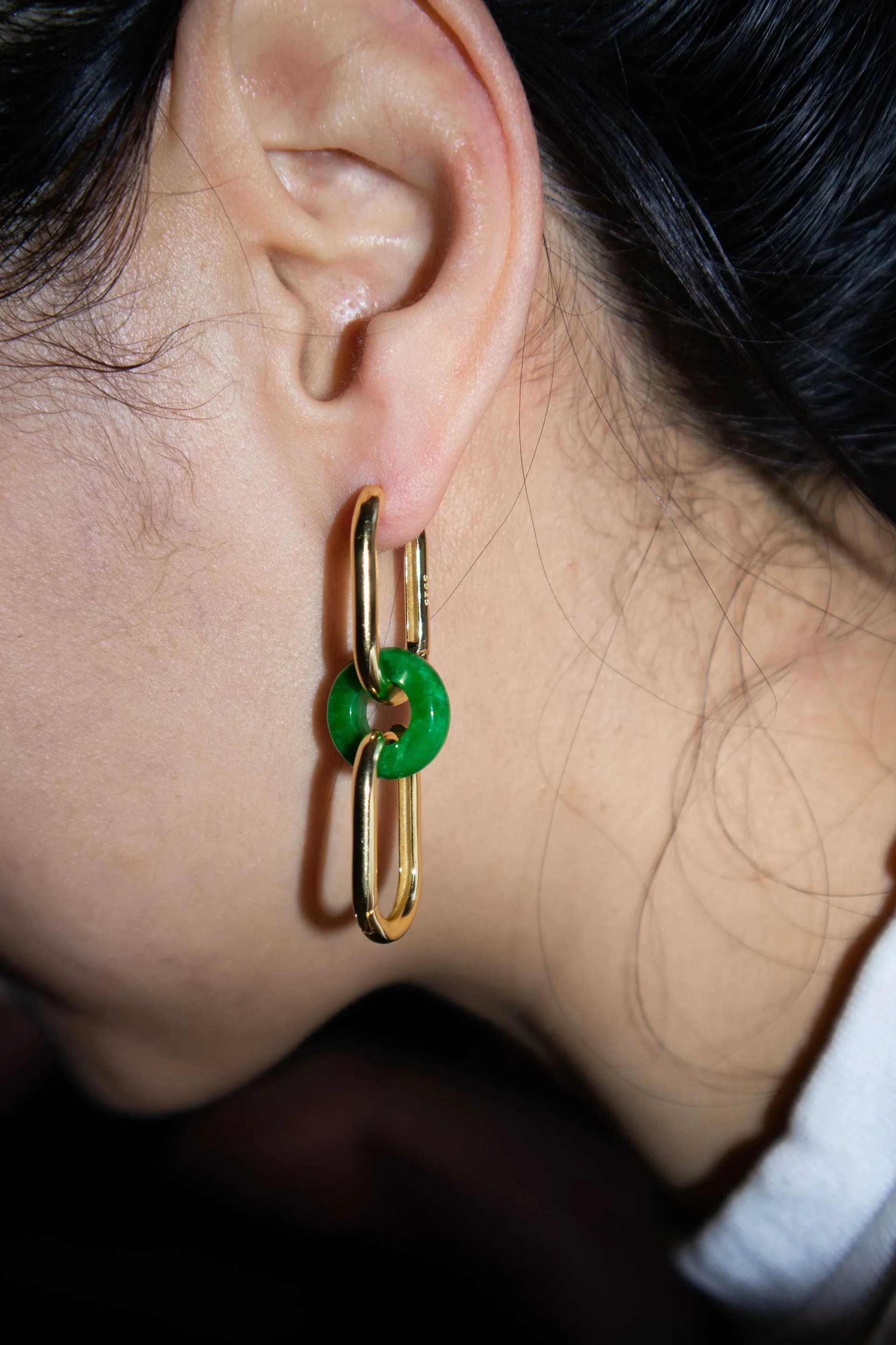 Della — Convertible link jade earrings