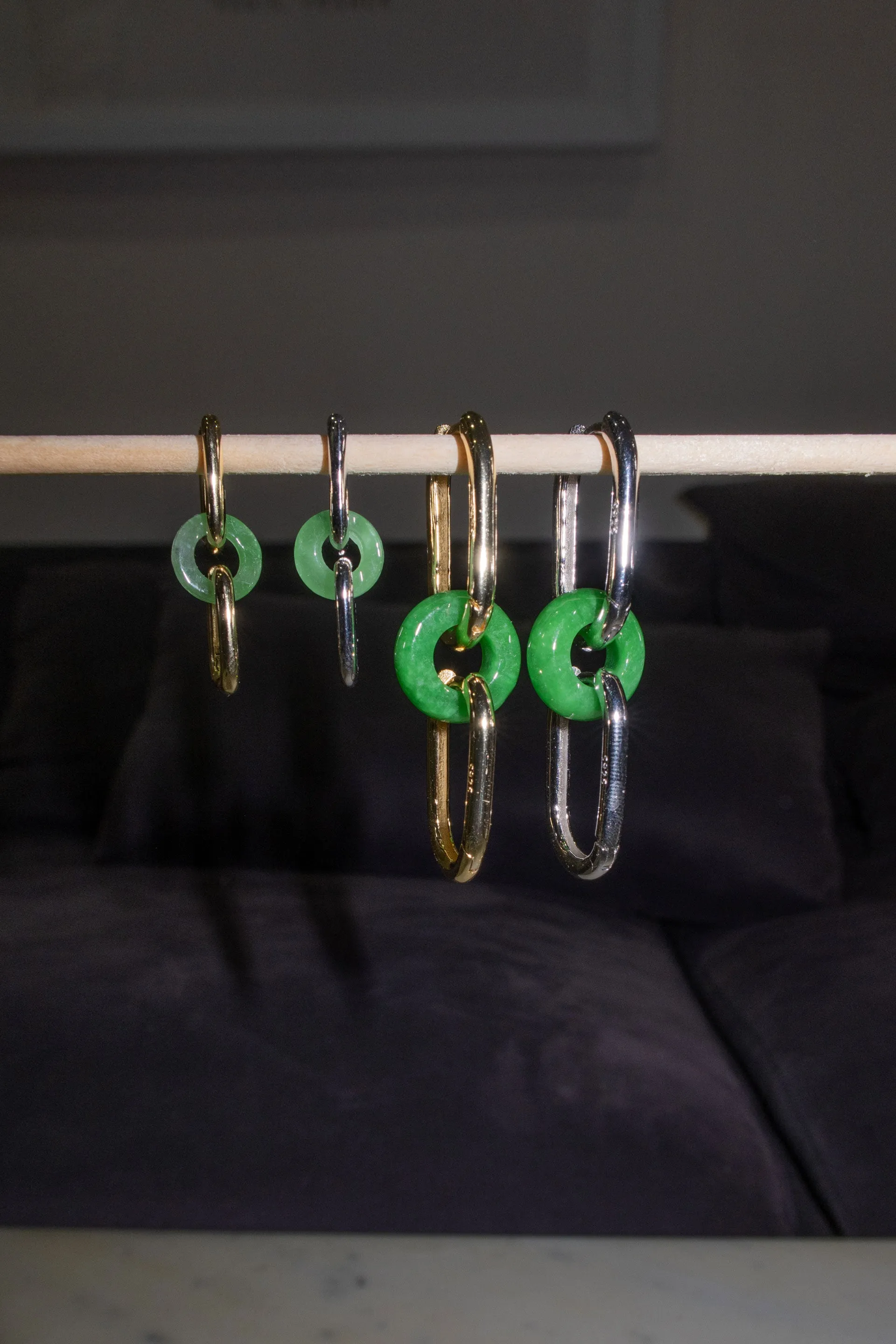 Della — Convertible link jade earrings