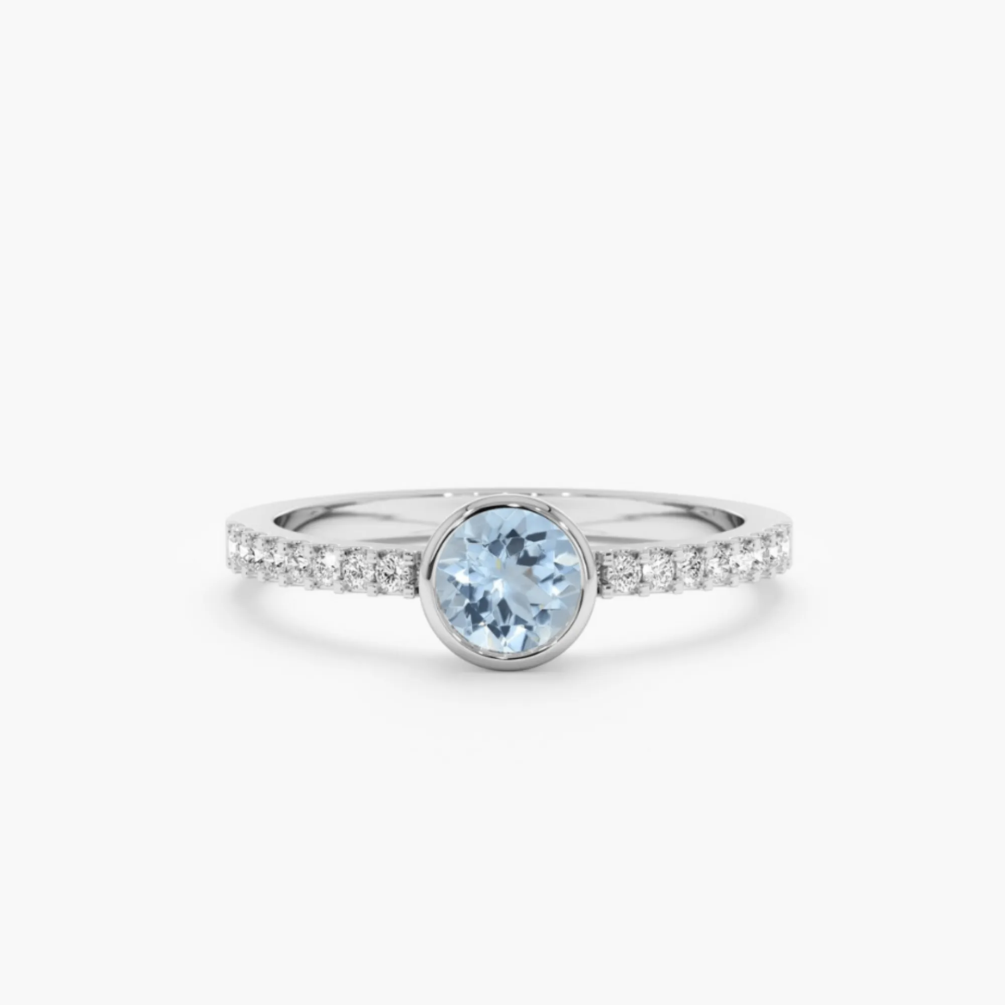 Diamond and Aquamarine Engagement Ring, Nova