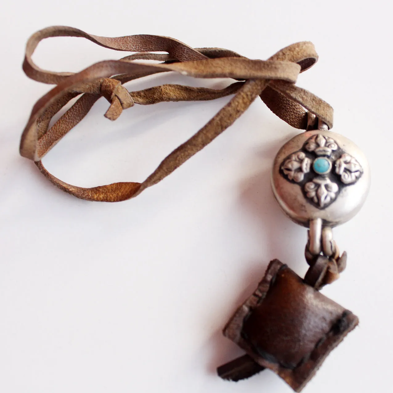 Double Dorjee White Metal Ghau Locket